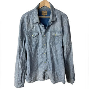 True Religion • All Over Logo Chambray Button Down Long Sleeve Shirt